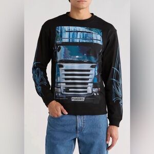 Pleasures Black Long-Sleeve Graphic Truck Tee - Blue Print